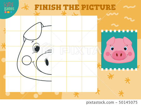 Copy and complete picture vector illustration. How to draw mini game for preschool kids Copy and complete picture vector illustration. How to draw mini game for preschool kids 50145075