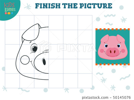 Copy picture vector illustration. Complete and coloring game for preschool and school kids 50145076