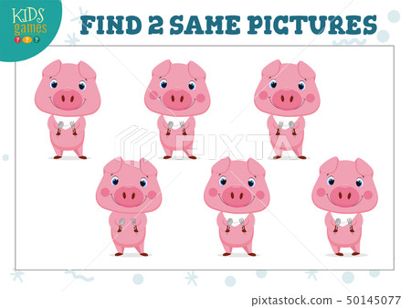 Find two same pictures kids game vector illustration 50145077