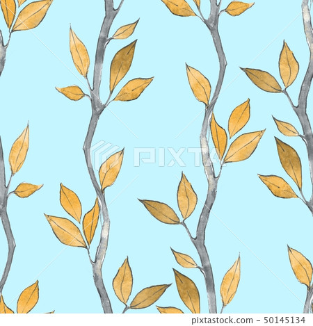 Seamless pattern with watercolor branches and... - Stock Illustration ...