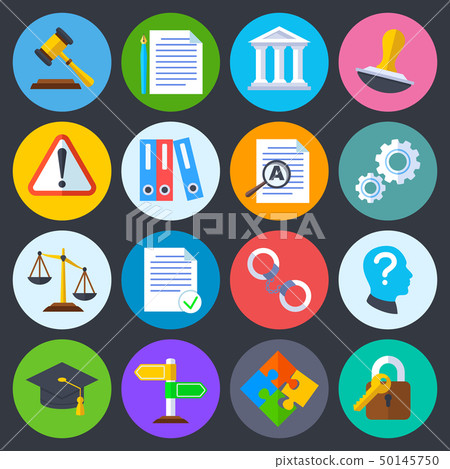 Business regulation, legal compliance and copyright vector flat icons 50145750