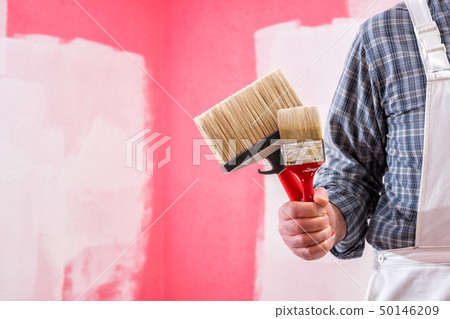 House painter worker with work tools. Construction 50146209