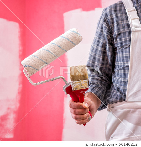 House painter worker with work tools. Construction 50146212