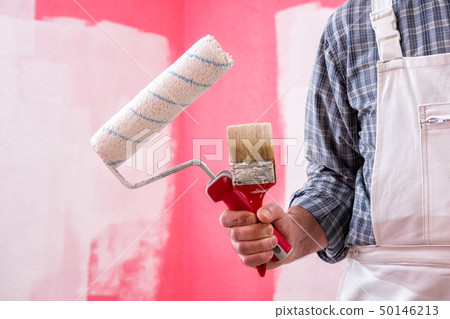 House painter worker with work tools. Construction 50146213