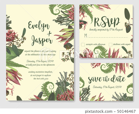 Set of vector wedding invitation, greeting card, Set of vector wedding invitation, greeting card, 50146467