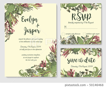 Set of vector wedding invitation, greeting card, Set of vector wedding invitation, greeting card, 50146468