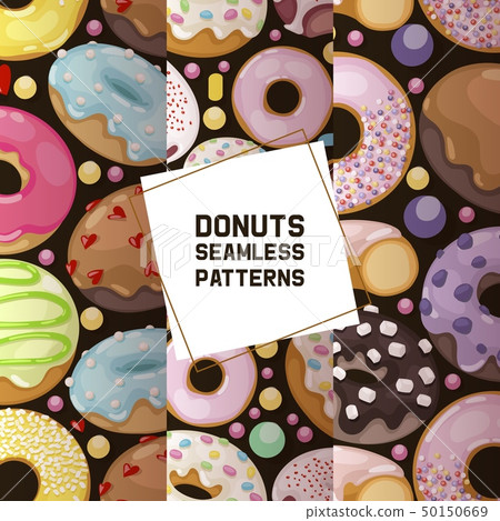 Donut vector seamless pattern doughnut food glazed sweet dessert with sugar chocolate in bakery Donut vector seamless pattern doughnut food glazed sweet dessert with sugar chocolate in bakery 50150669