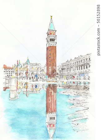 世界遺產街道 - 威尼斯聖馬可廣場在被水淹沒的區域 50152898