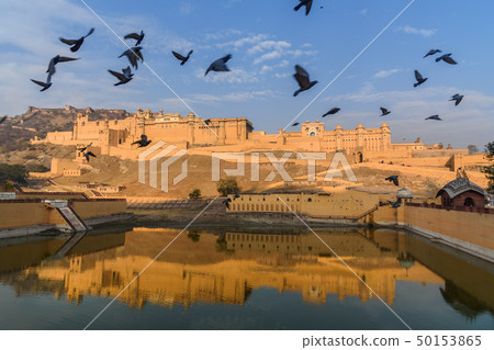Amber fort and palace in Maotha Lake. Jaipur. 50153865