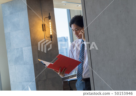 Businessman, smartphone, office, business image 50153946