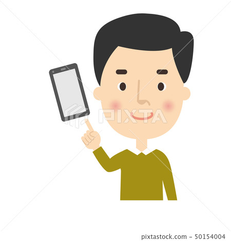 男:爸爸指著手檢查姿勢智能手機智能手機 男:爸爸指著手檢查姿勢智能手機智能手機 50154004