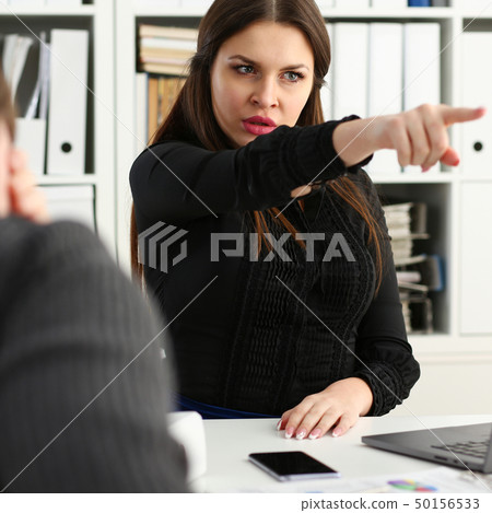 Angry yelling boss point arm to exit Angry yelling boss point arm to exit 50156533