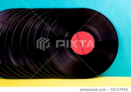 Vinyl discs on background. Vinyl discs on background. 50157656