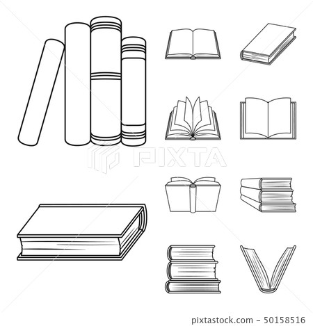 Vector illustration of library and textbook sign. Set of library and school vector icon for stock. 50158516