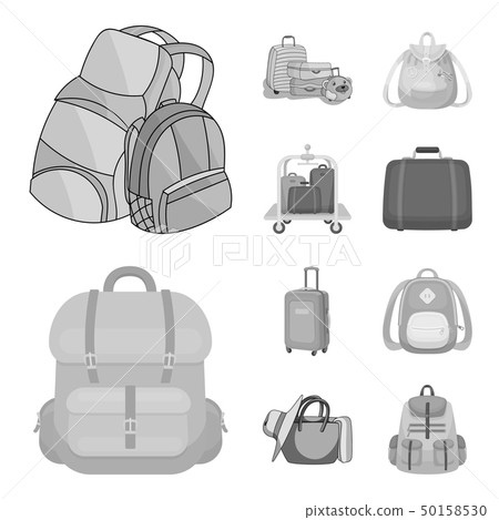 Vector design of and backpack icon. Set of and pack stock symbol for web. Vector design of and backpack icon. Set of and pack stock symbol for web. 50158530
