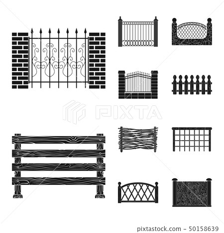 Vector illustration of gate and fence logo. Collection of gate and wall vector icon for stock. Vector illustration of gate and fence logo. Collection of gate and wall vector icon for stock. 50158639