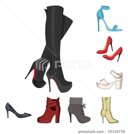 Vector design of heel and high symbol. Collection of heel and stiletto vector icon for stock. 50158739