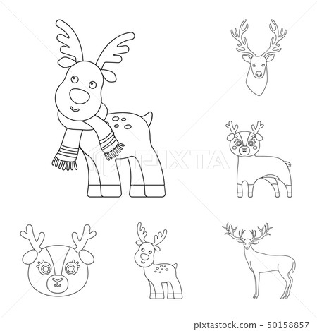 Vector design of elk and head sign. Set of elk and stag vector icon for stock. 50158857