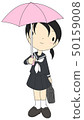 Female student holding an umbrella 50159008