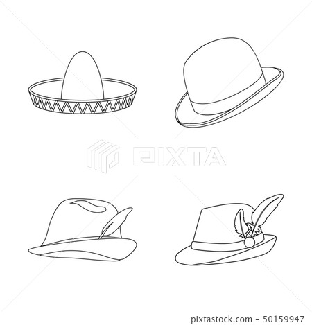 Isolated object of hat and cap logo. Collection of hat and model stock symbol for web. 50159947