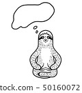 Sitting sloth with empty think balloon. Hand drawn, doodle style vector illustration 50160072