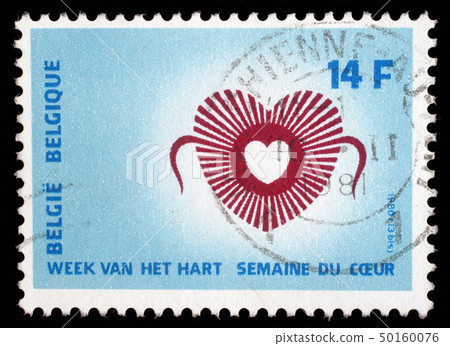 Stamp printed in Belgium, week of heart 50160076