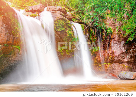 Beautiful waterfall with sunlight in jungle, Haew Beautiful waterfall with sunlight in jungle, Haew 50161269