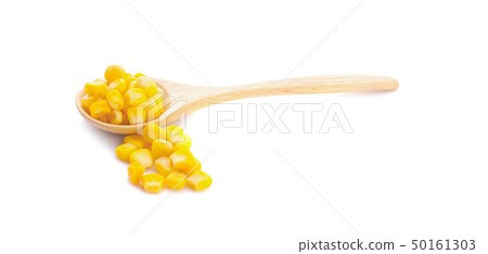 sweet corn in the wooden spoon an isolated on sweet corn in the wooden spoon an isolated on 50161303
