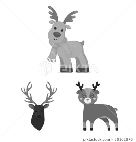 Vector illustration of elk and head icon. Set of elk and stag stock vector illustration. Vector illustration of elk and head icon. Set of elk and stag stock vector illustration. 50161876