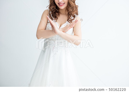 Model Beautiful Beautiful Cabaret Cabbage Whore The Beautiful Woman With White Lace Dress On White Background 50162220