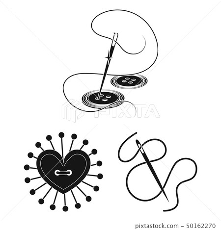 Isolated object of pin and sewing symbol. Set of pin and sketch stock vector illustration. 50162270