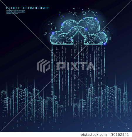 Smart city 3D light cloud computing cityscape. Intelligent building big data exchange storage online 50162341