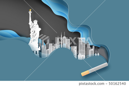 3d paper craft and art of cigarette with cityscape 50162540
