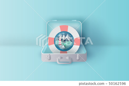 Illustration travel holiday with swim ring 50162596