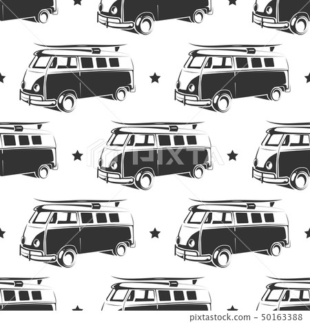 Retro bus with surf seamless pattern Retro bus with surf seamless pattern 50163388
