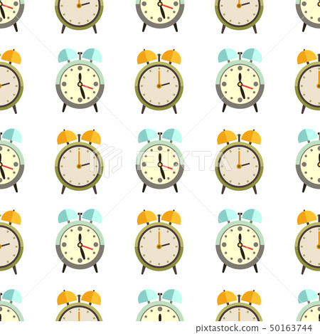Flat clocks seamless pattern design - alarm... - Stock Illustration ...