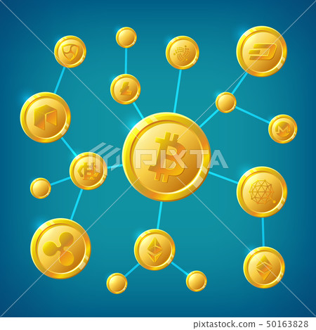 Blockchain, cryptocurrency and bitcoin decentralization anonymous internet transaction vector 50163828