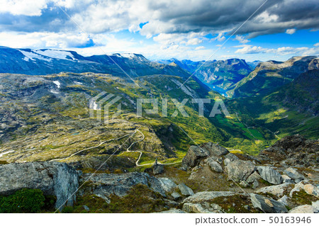 Geirangerfjord from Dalsnibba viewpoint, Norway Geirangerfjord from Dalsnibba viewpoint, Norway 50163946