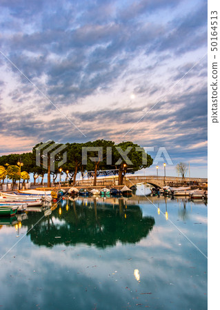 Sunset at marina in Lake Garda in Desenzano,Italy 50164513