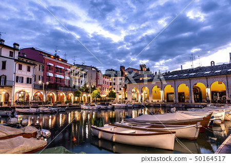 Sunset at marina in Lake Garda in Desenzano,Italy 50164517
