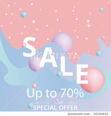 Sale  banner template, 3d figures realistic vector 50164810