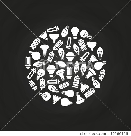 White light bulbs silhouettes circle concept White light bulbs silhouettes circle concept 50166196