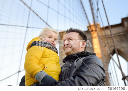 Cute little boy and his father on Brooklyn Bridge Cute little boy and his father on Brooklyn Bridge 50166208