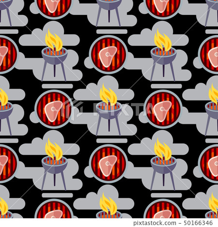 BBQ seamless pattern design with meat - food background 50166346