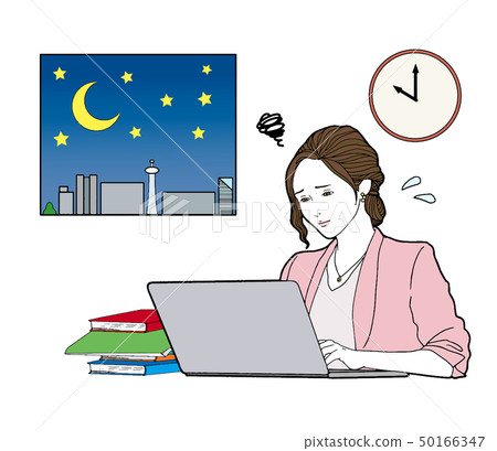 Woman working overtime Woman working overtime 50166347