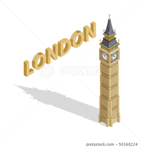 Isometric highly detailed Big Ben tower. 50168224
