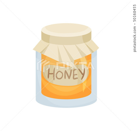 Closed glass jar with honey. Vector illustration. 50168455