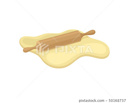 Rolling pin rolls the dough. Vector illustration. 50168737