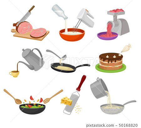 Set the cooking process. Vector illustration on white background. Set the cooking process. Vector illustration on white background. 50168820