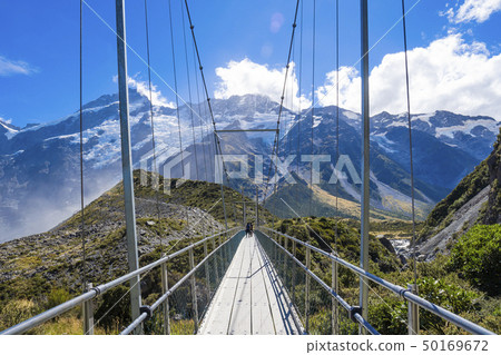 Hiking trail to Mount Cook Suspension Bridge 50169672